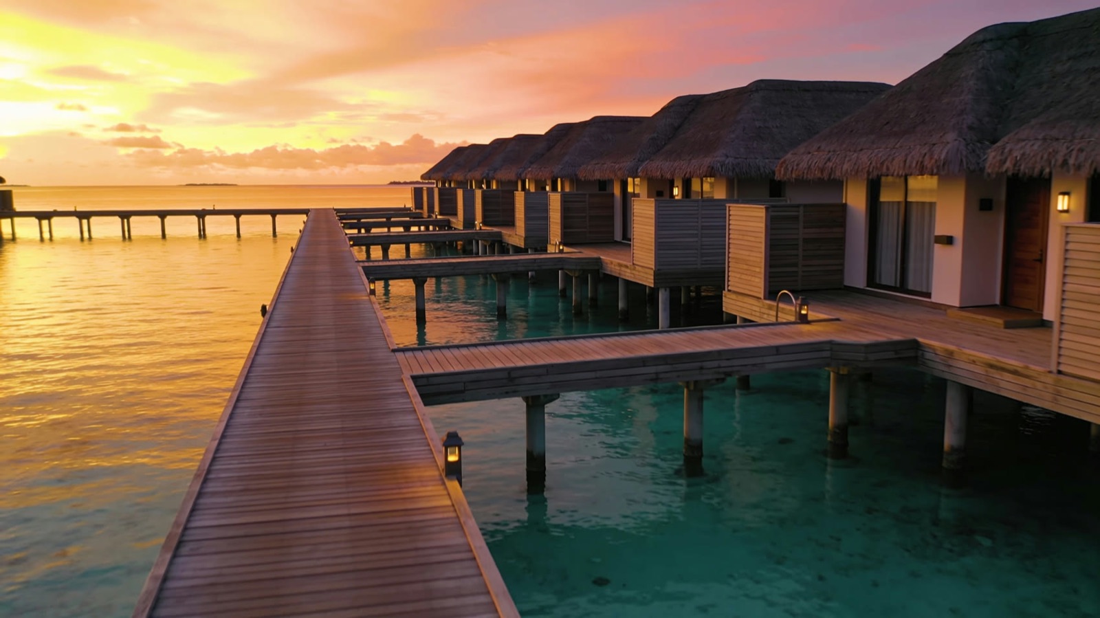 Overwater villas in the Maldives